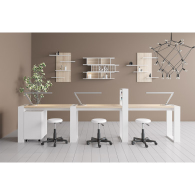 Трёхместный маникюрный стол &quot;Matrix&quot; с подставкой для лаков и тумбой